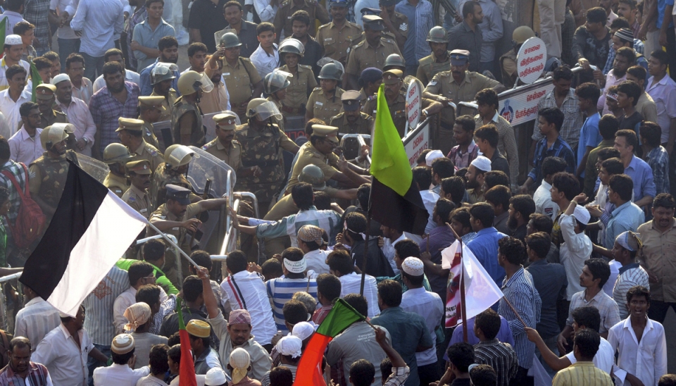 Musulmanes indios protestan en contra del polémico vídeo. Foto: EFE