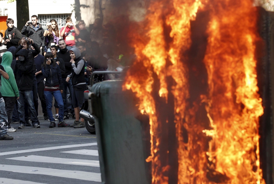 Incidentes tras la manifestación de Pamplona