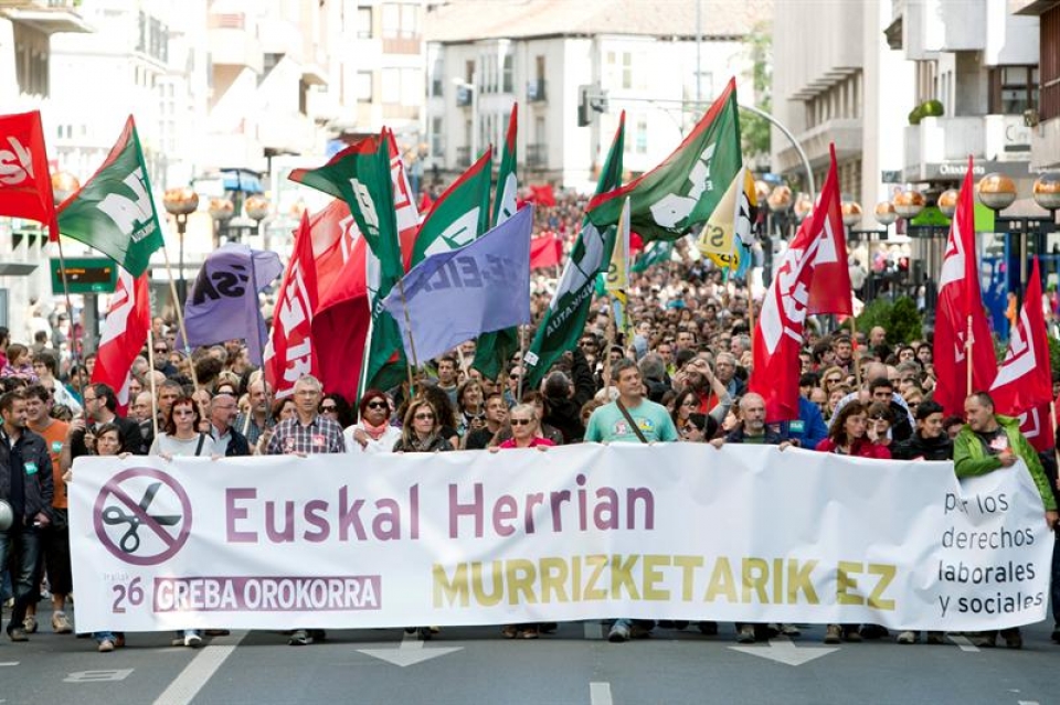 Irailaren 26an Euskadin eta Nafarroan izandako greba orokorraren irudia.
