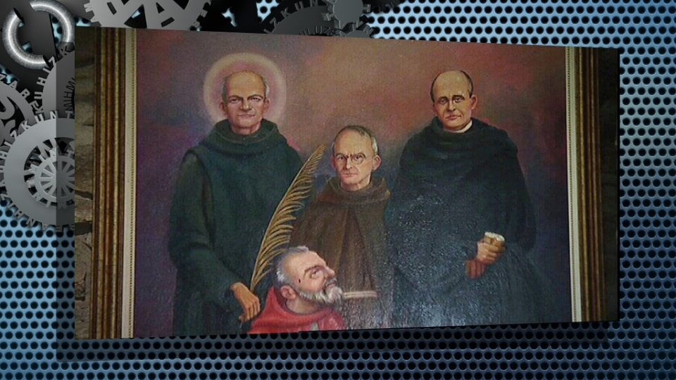 Idiazabalgo Kurutzeta baselizan dagoen koadroa. Noren antza du erdikoak?