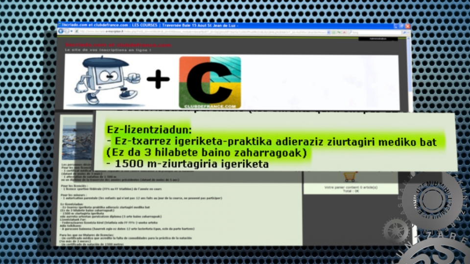 Donibane Lohizuneko kirol-proba batean izena emateko Interneten zabaldu duten orrialde hau aurkitu du Aitor Gereñuk