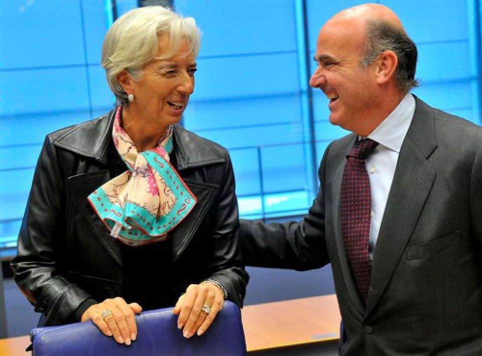 La directora del FMI, Christine Lagarde, y el ministro de Economía, Luis de Guindos.