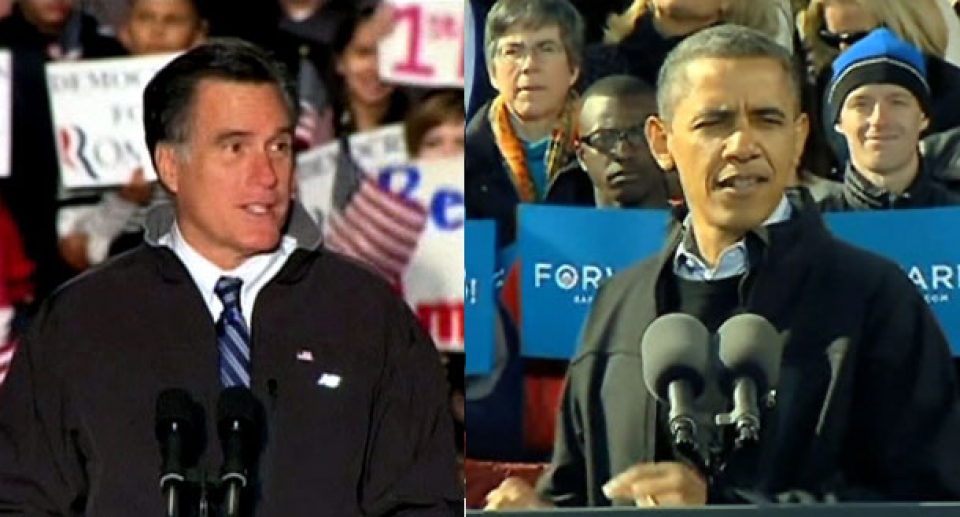 Barack Obama y el republicano Mitt Romney, en el último debate televisado. Foto: EFE