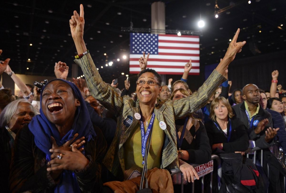 Seguidores de Obama celebran los buenos resultados. EFE