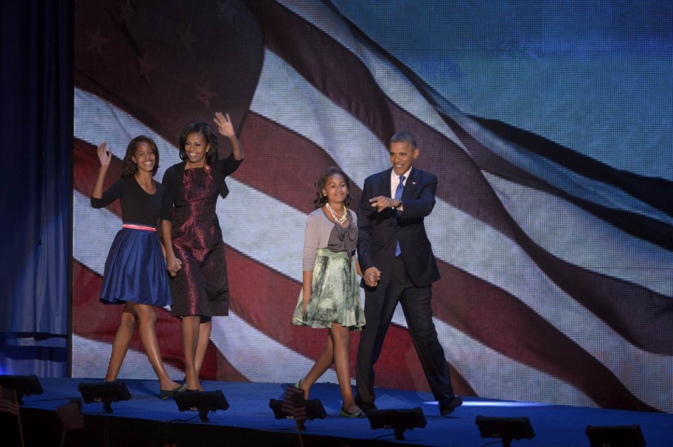 Barack Obama junto a su familia. EFE