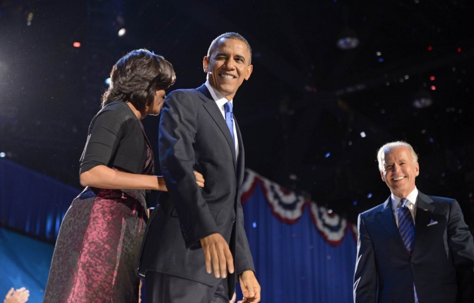 Barack Obama feliz tras la victoria. EFE