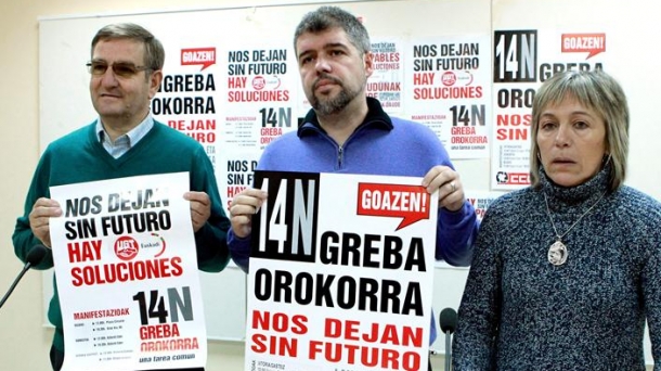 Los secretarios generales de CCOO y UGT de Euskadi y USO.