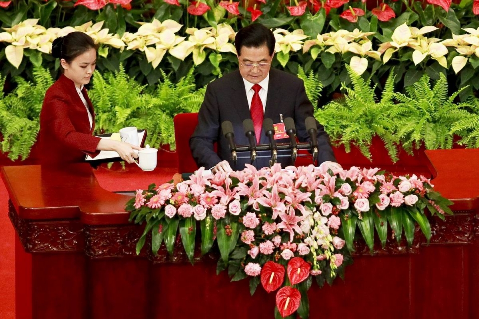 El presidente Chino, Hu Jintao, en el discurso de inauguración del Congreso del PCCh. EFE