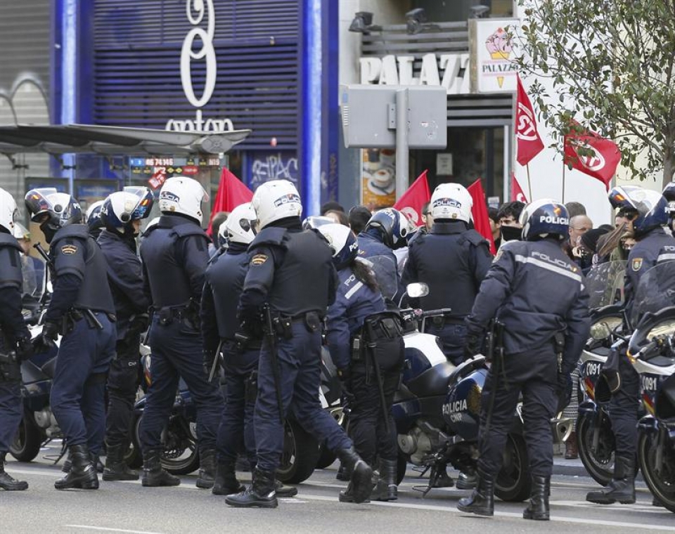 Altercados a primeras horas de la huelga general, en Madrid. Foto: EFE