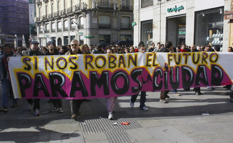 Asambleas del 15M en Madrid en una marcha por la ciudad. Foto: EFE