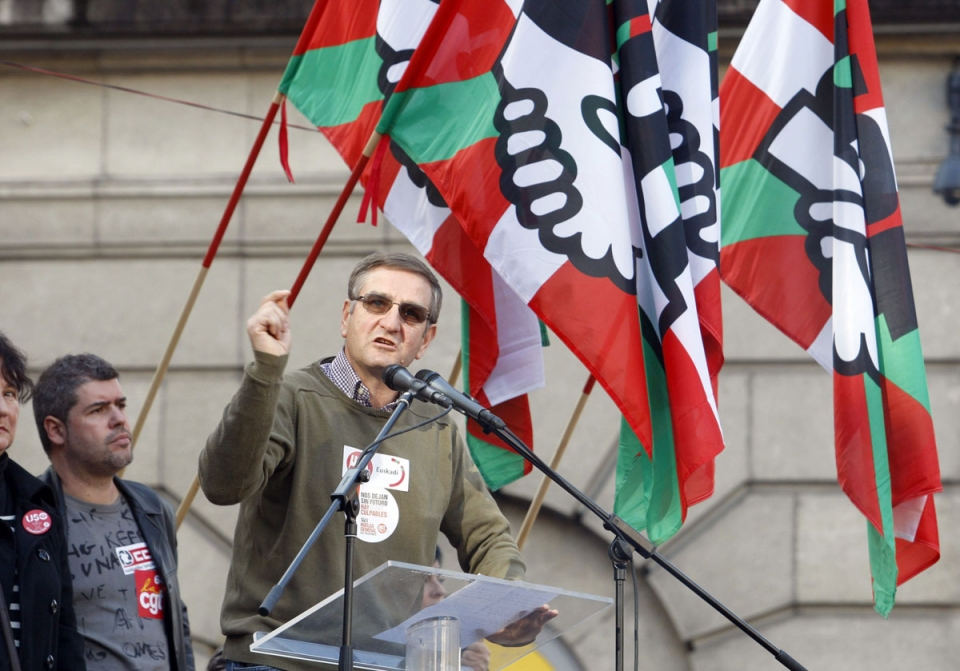 El secretario general de UGT, Damaso Casado, en la manifestación de Bilbao. Foto: EFE