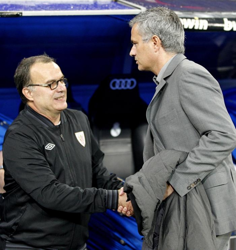 Marcelo Bielsa y José Mourinho. Foto: EFE