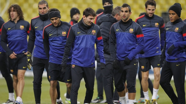 Entrenamiento del Barcelona en el Luzhniki. EFE