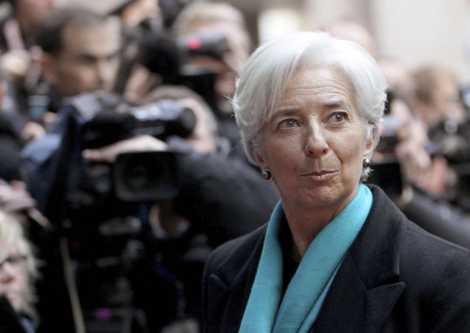 La presidenta del FMI, Christine Lagarde, antes de la reunión.