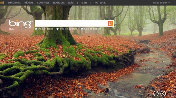 Gorbea natural park on the homepage of the Microsoft search-engine Bing