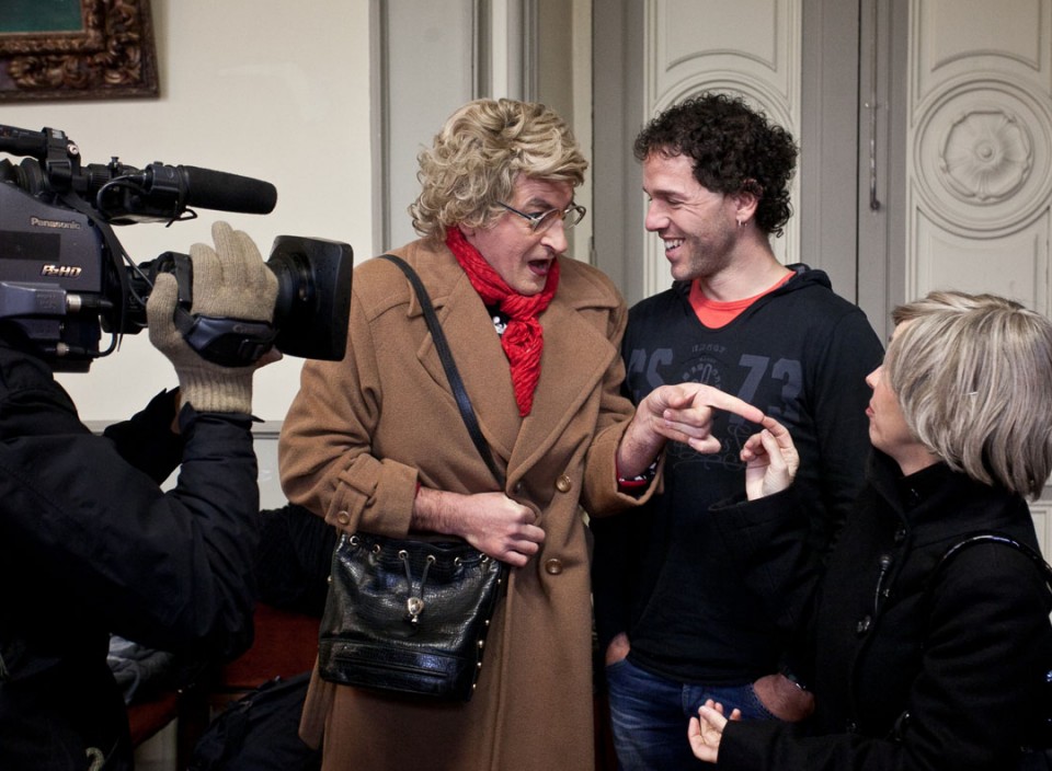 El pelotari y sidrero Asier Olaizola también participó en la presentación. Foto: EITB