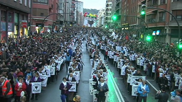 Manifestación celebrada en Bilbao en defensa de los derechos de los presos. Imagen de archivo