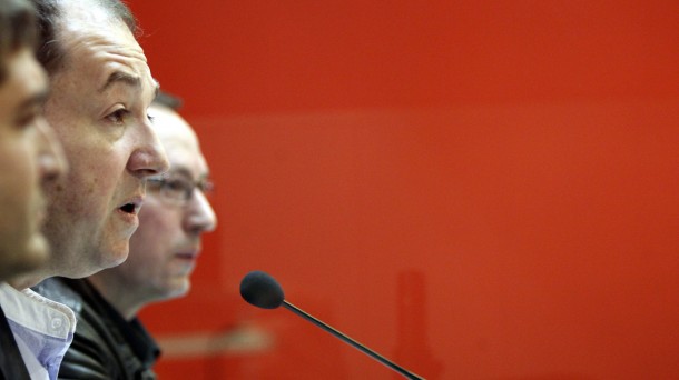 Pernando Barrena durante la comparecencia de EH Bildu en Donostia-San Sebastián. Foto: EFE 