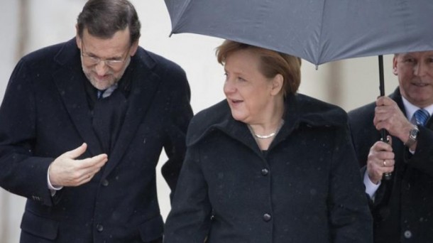 Angela Merkel eta Mariano Rajoy.