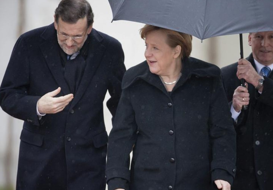 Angela Merkel eta Mariano Rajoy.