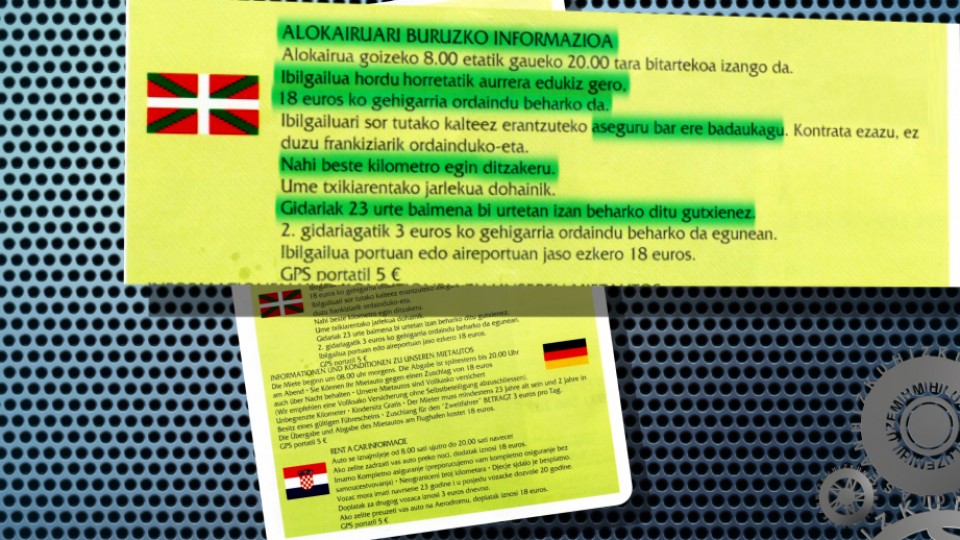 Nerea Mendizabalek Mallorcako hotel bateko sarreran euskarazko testu hau aurkitu du