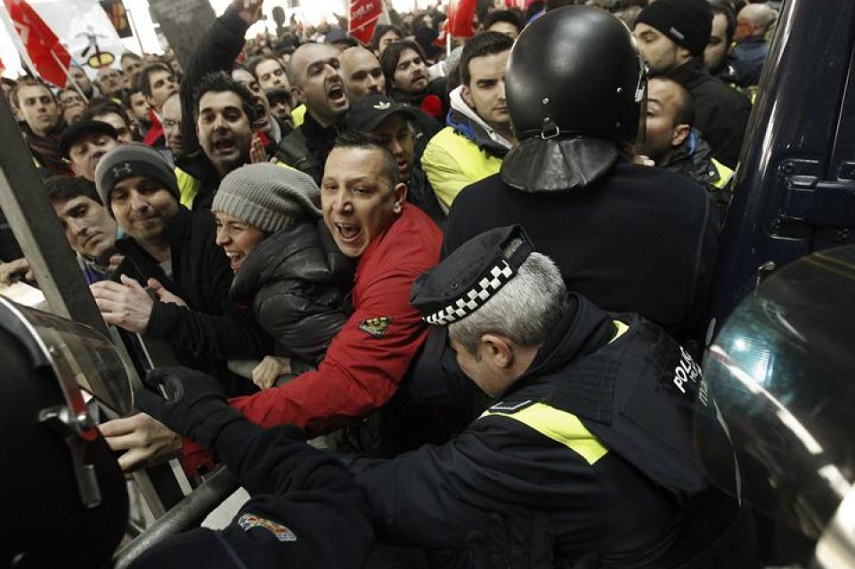 Iberiako langileen protesta bat. EFE