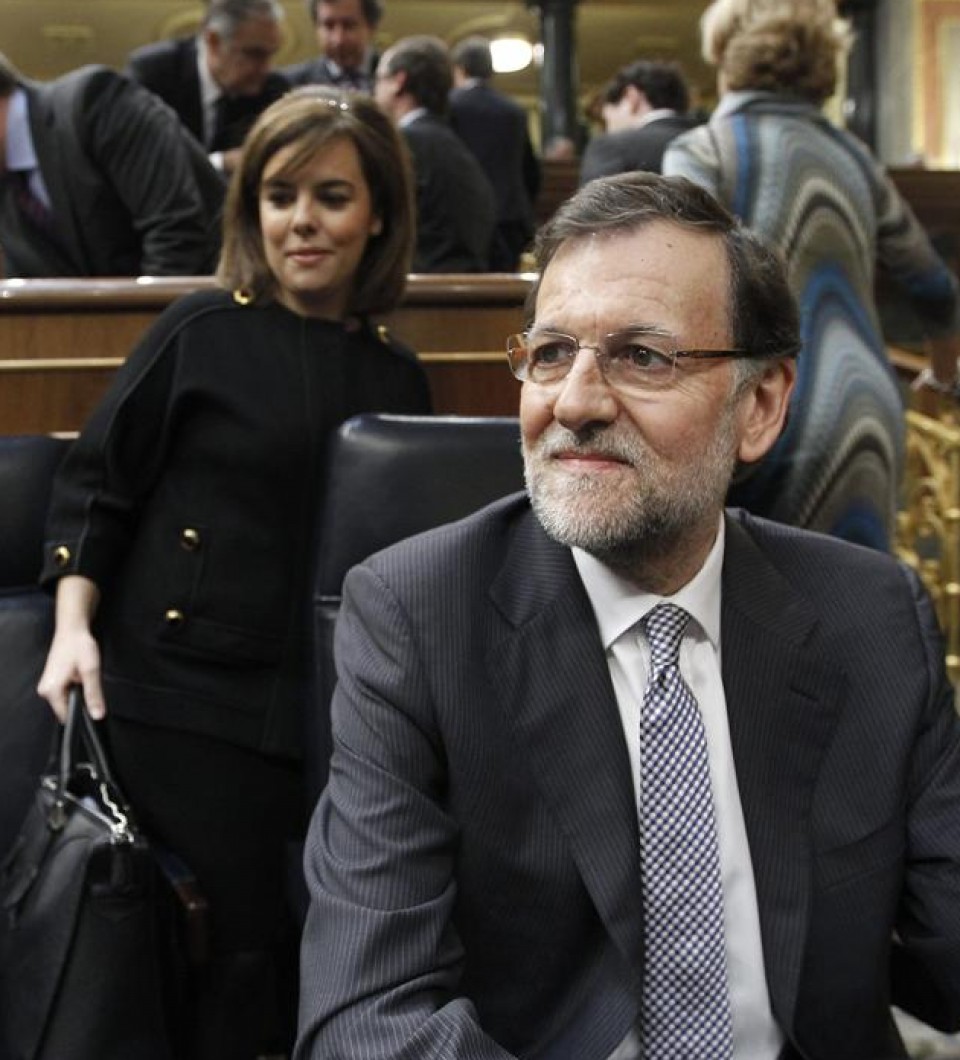 Soraya Saenz de Santamaria eta Mariano Rajoy. Argazkia: EFE