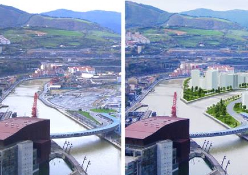 Zorrozaurre antes y después de la obra. 