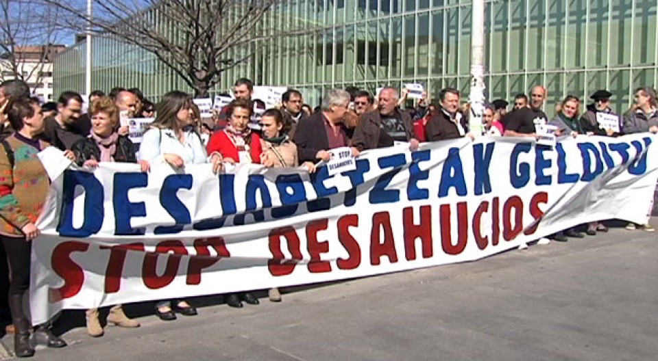 Manifestación contra los desahucios, en Bilbao. Foto: EiTB