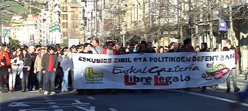 Manifestación en Donostia en apoyo a los condenados.