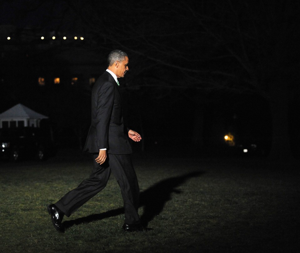 Barack Obama presidentea Marine One helikopterora igo baino lehen. Argazkia:EFE.