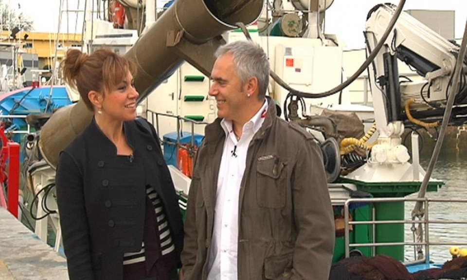 Xabier Euzkitze eta Yolanda Alzola Getariako portuan