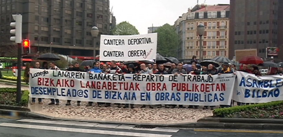 Manifestación de parados en Bilbao.