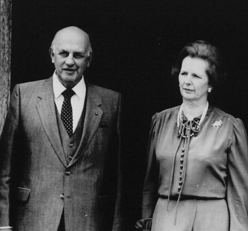 Thatcher Pieter Willem Botha Hegoafrikako lehen ministroarekin. EFE
