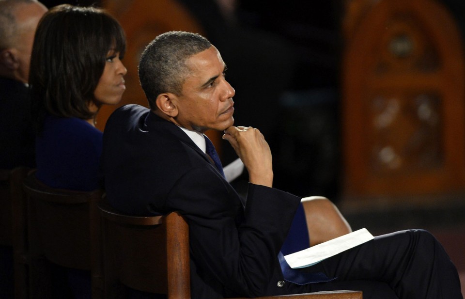 Barack y Michelle Obama en la ceremonia. Foto: EFE