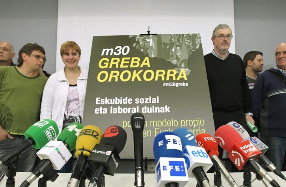 La mayoría sindical vasca ha convocado una huelga general para el 30 de mayo.