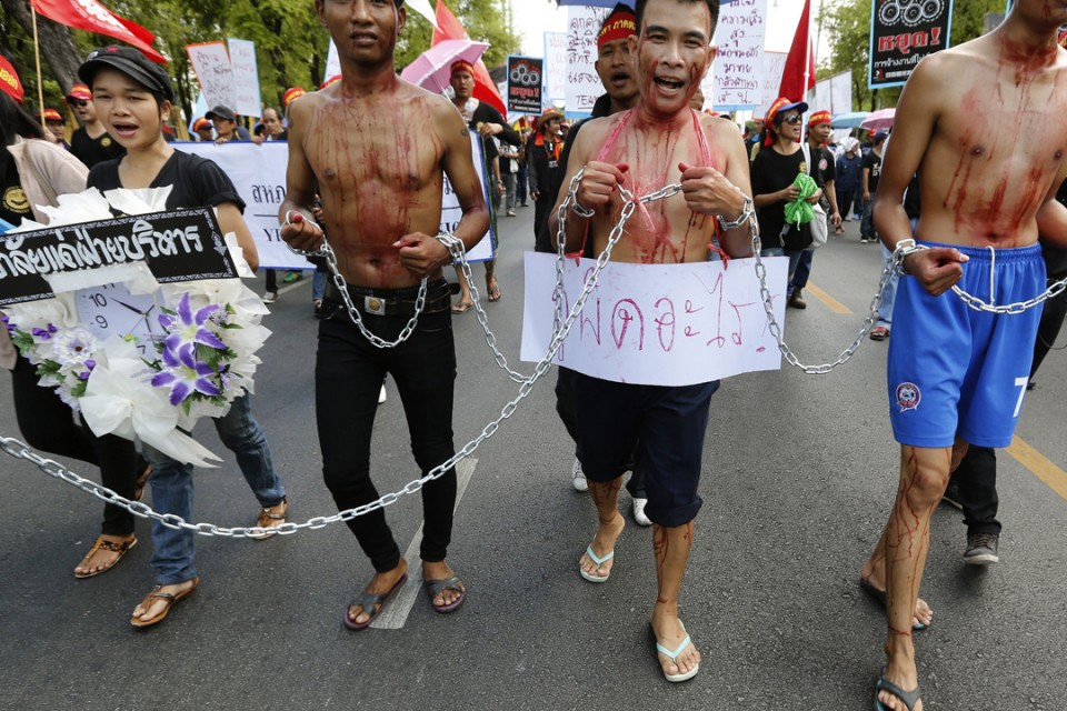 Langileen protestak Tailandian. EFE. 