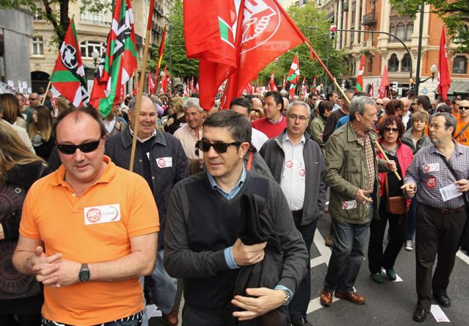 Patxi Lopez, CCOOk deitutako martxan. Argazkia: EFE