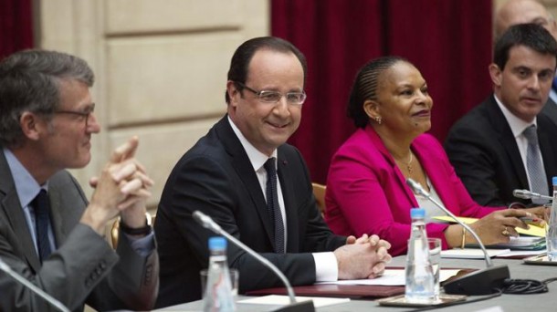 Christiane Taubira Frantziako Justizia ministroa eta François Hollande presidentea. Argazkia: EFE