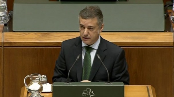 El lehendakari Iñigo Urkullu durante una comparecencia en el Parlamento Vasco. Foto: EITB