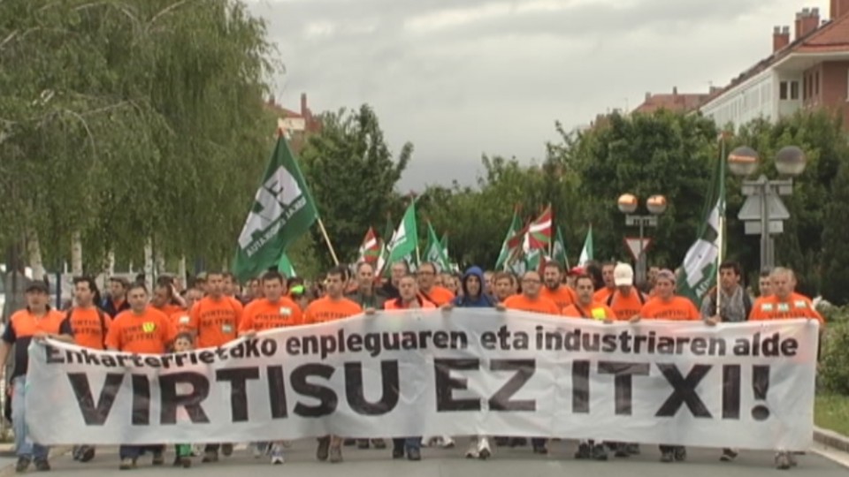 La marcha de los empleados de Virtisú llega a Gasteiz