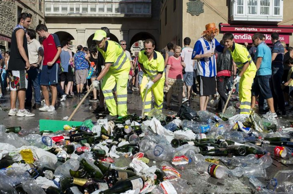 Zabor bilketa, txupinazoaren ostean. EFE