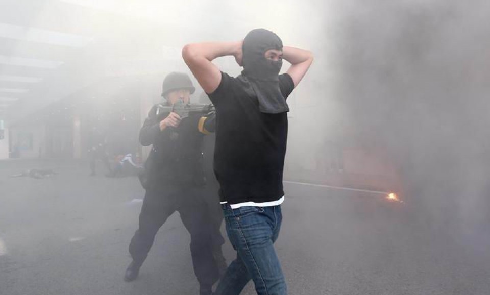 Eraso terrorista-simulazioa Seulen. Argazkia: EFE