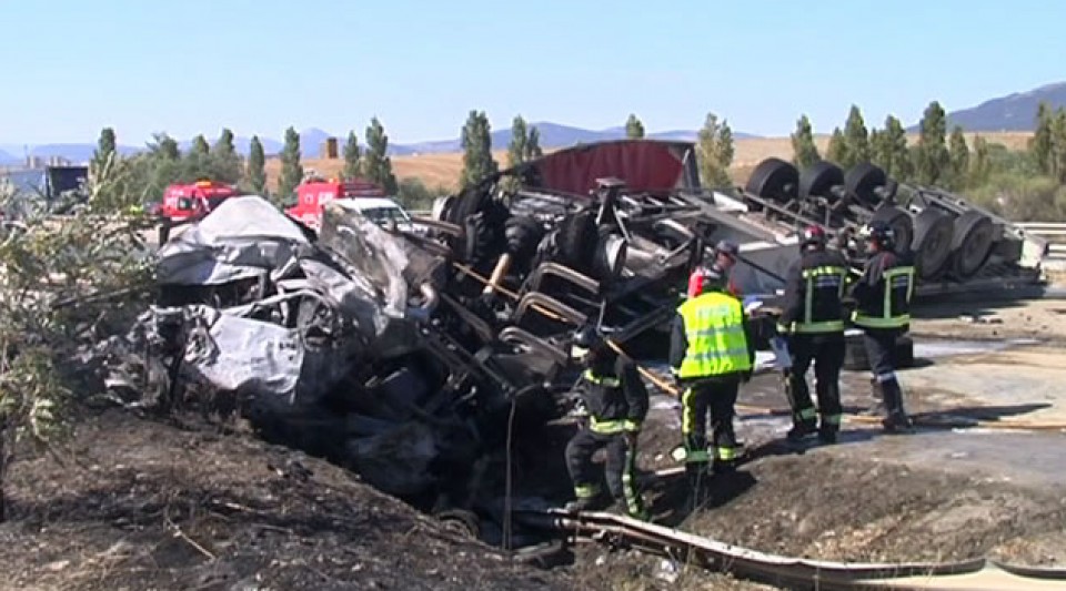 Una persona ha fallecido en un accidente múltiple ocurrido en Esquíroz (Navarra). Foto: EITB