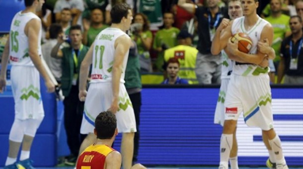 Eslovenia celebra el triunfo ante España. Foto: EFE