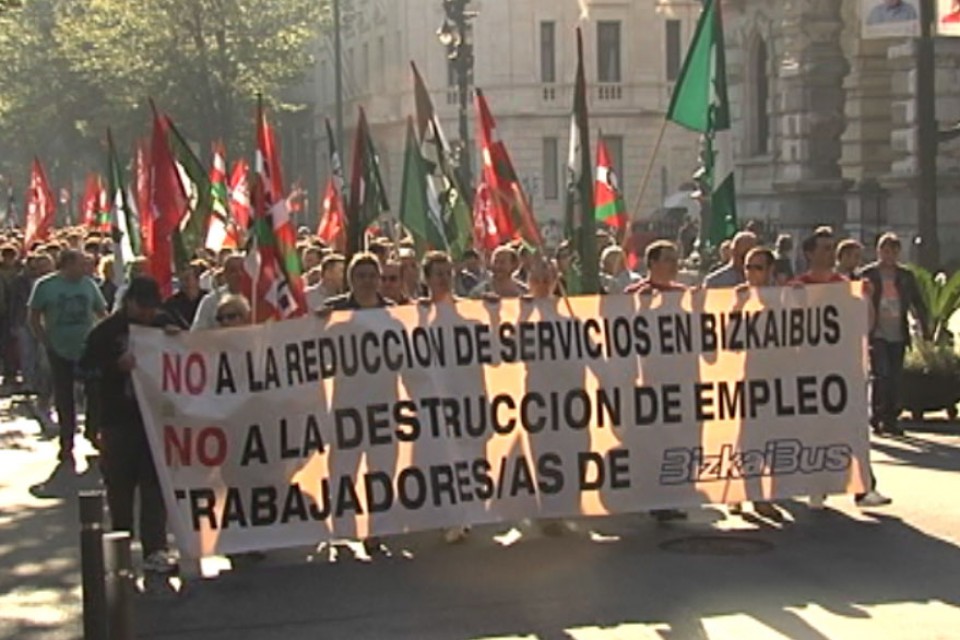 Manifestación de los trabajadores de Bizkaibus