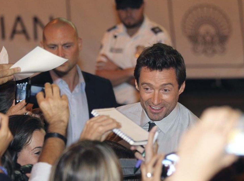Hugh Jackman, a su llegada a Donostia. EFE