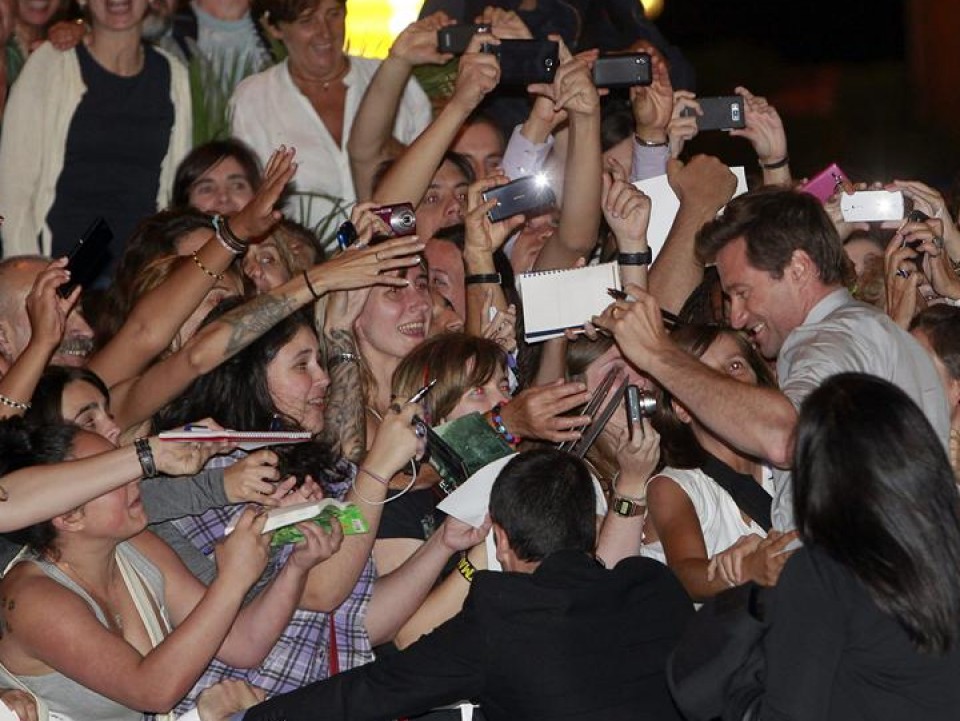 Hugh Jackman, a su llegada a Donostia. EFE
