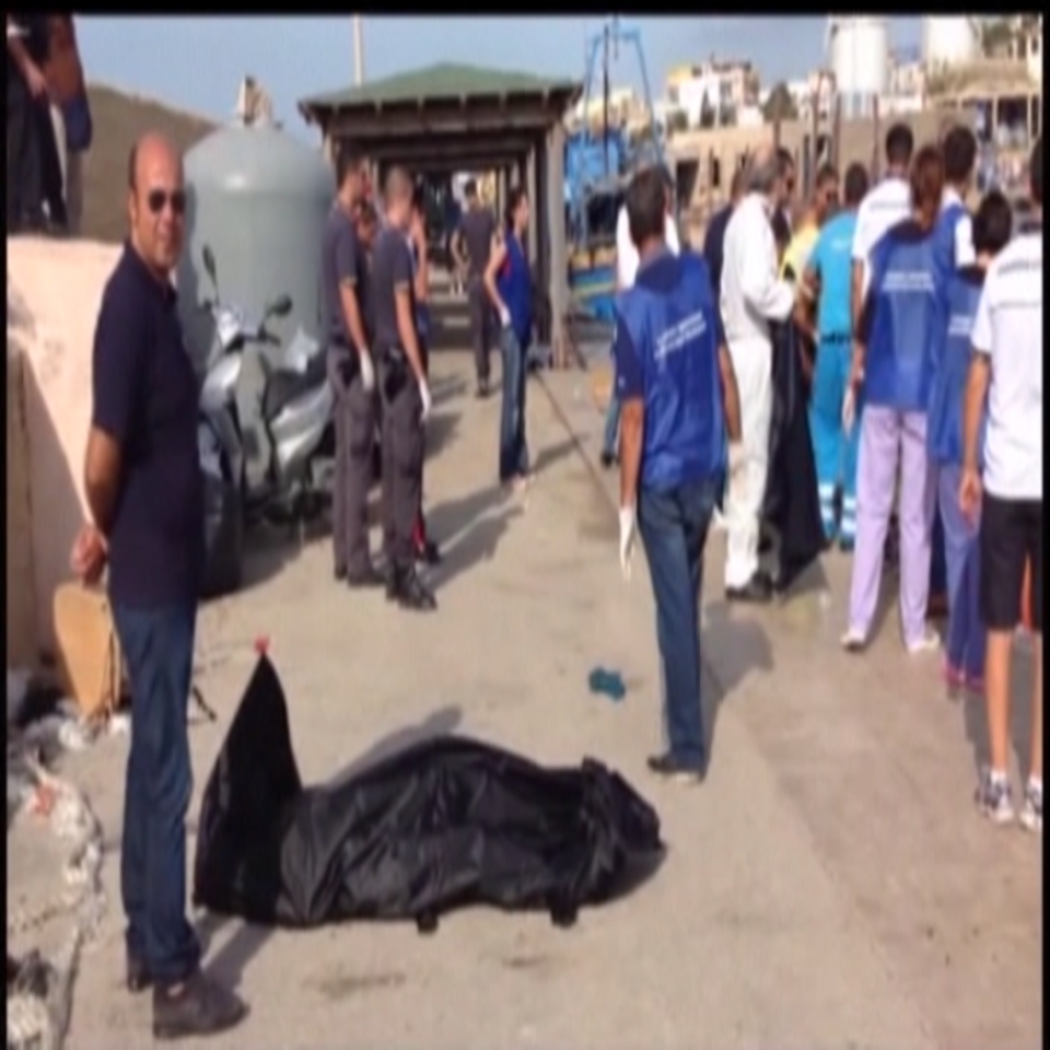 Algunos de los cadáveres trasladados al muelle del puerto. Foto: Efe.