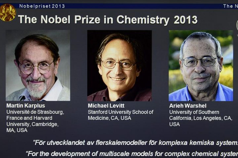 Los tres ganadores del Nobel de Química 2013. EFE.